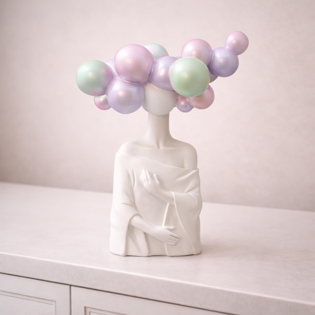 Modern Abstract Lady Sculpture with Bubble Crown – Luxury Decorative Figurine