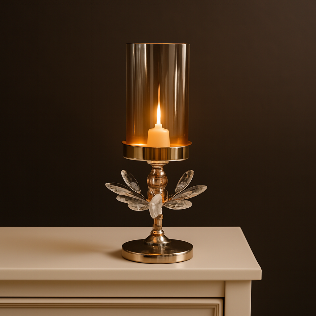 Golden Crystal Lotus Candle Holders