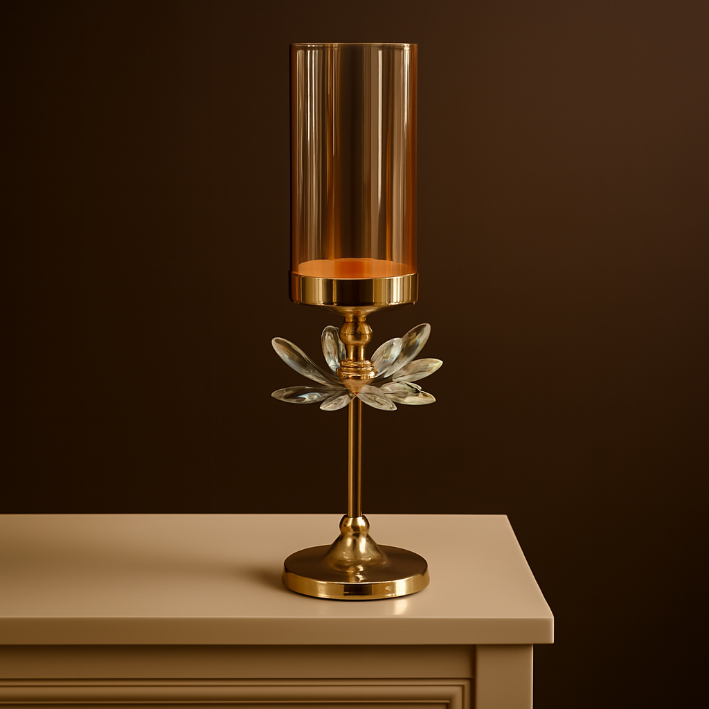 Golden Crystal Lotus Candle Holders