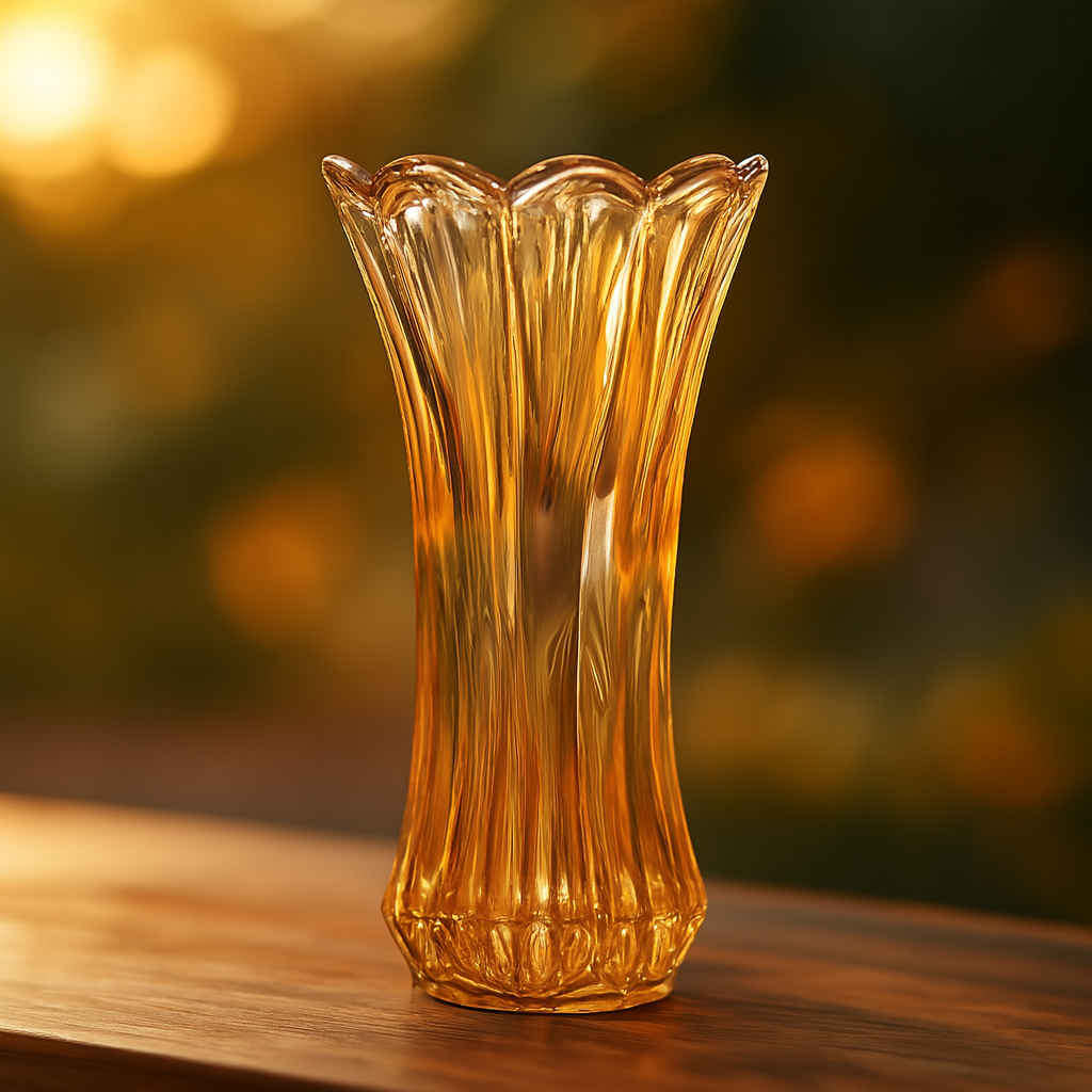 Golden Amber Glass Vase