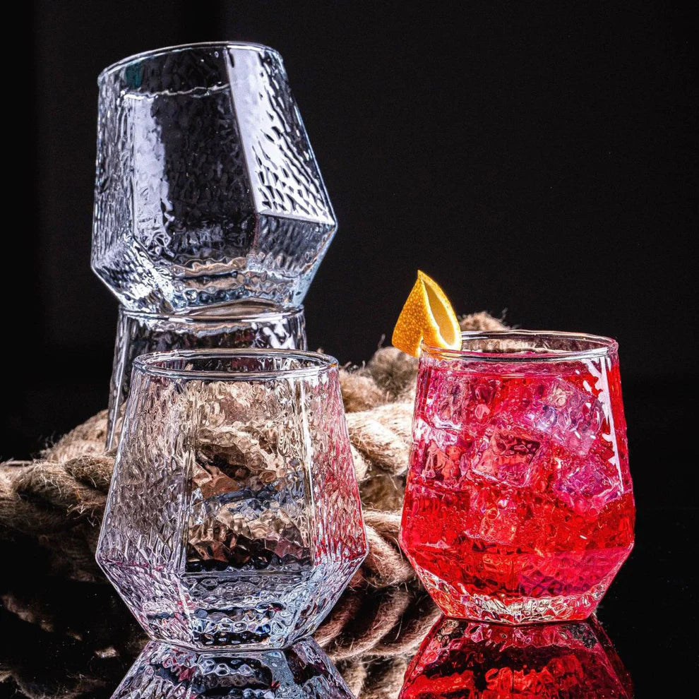 350ml whiskey glasses with bold hex shape