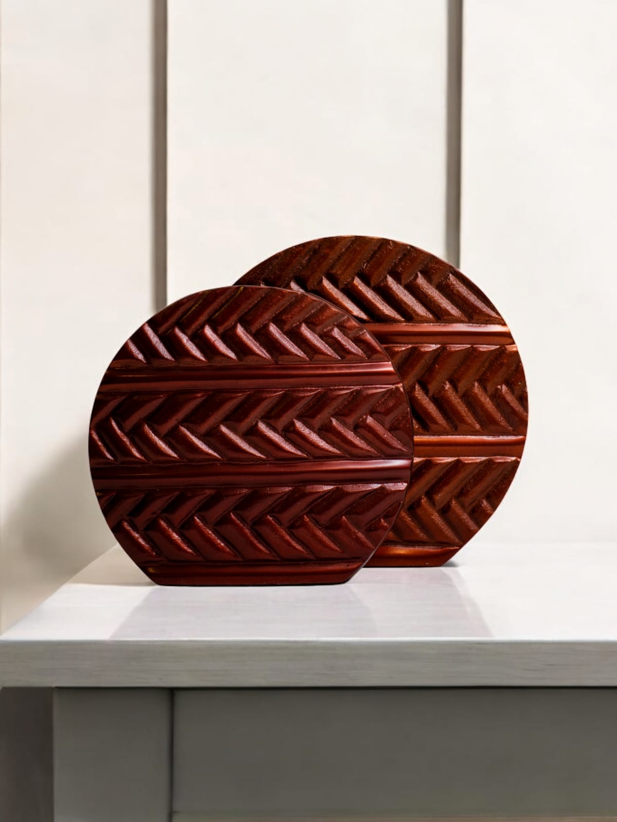 Textured Round Metal Vase Set
