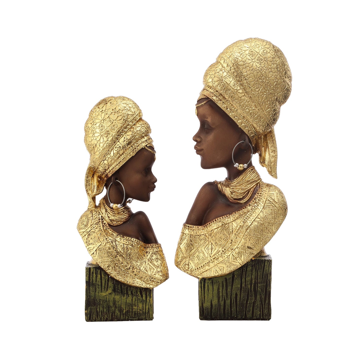African Women Statue - Set of 2 (Gold)