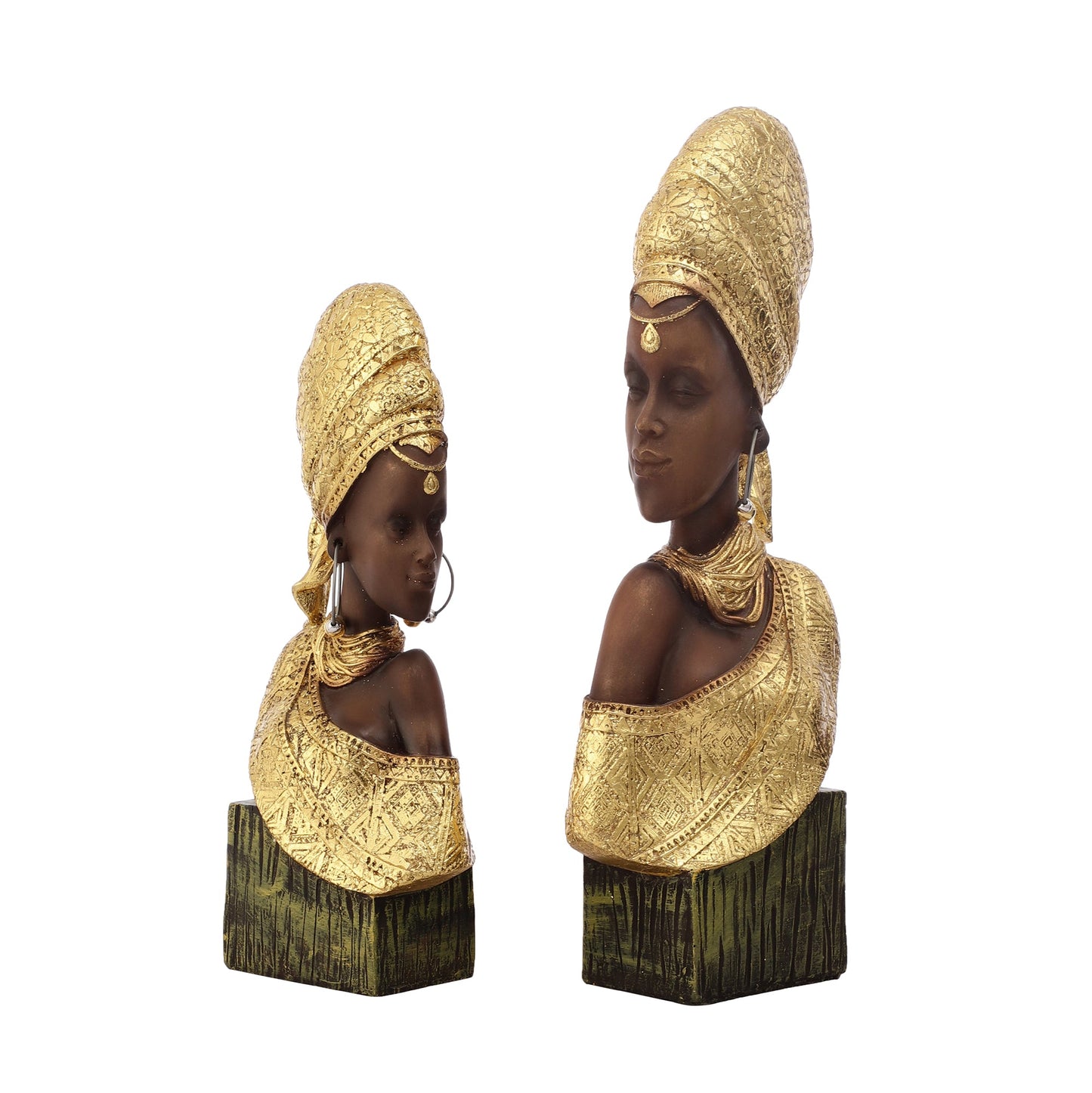 African Women Statue - Set of 2 (Gold)