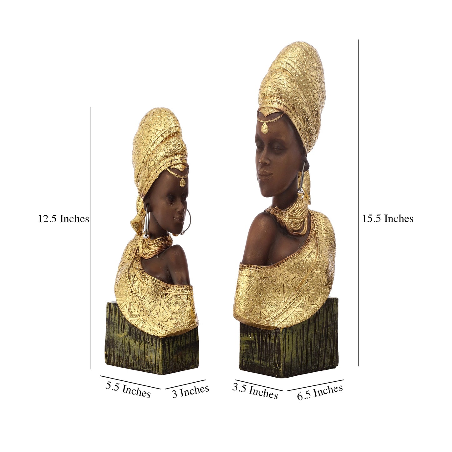 African Women Statue - Set of 2 (Gold)