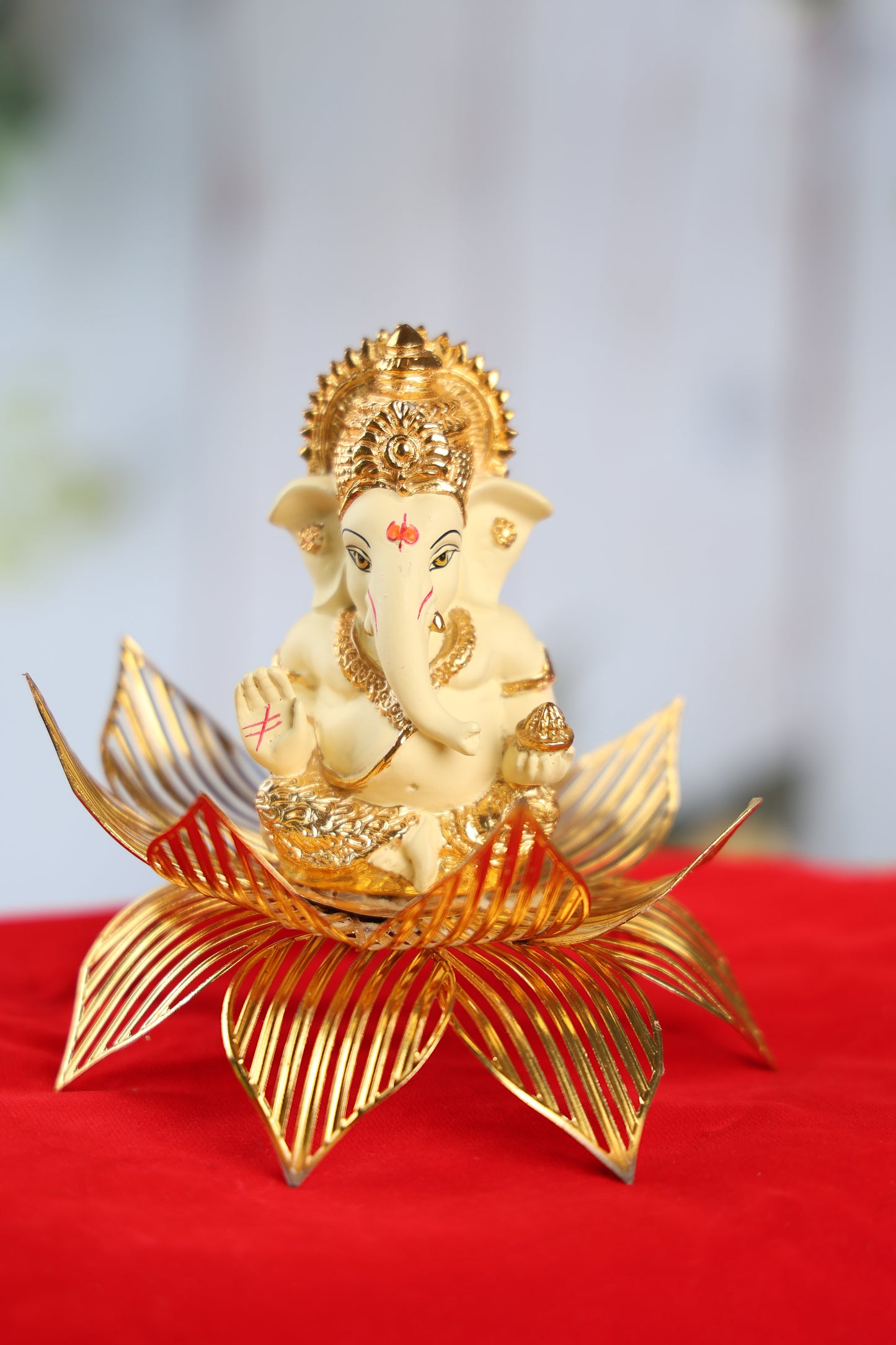 Divine Golden Lotus Ganesha Idol