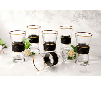 Sophisticated black and gold glasses in premium box