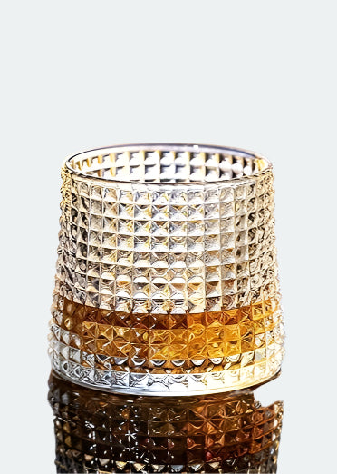 Six modern whiskey glasses with clean lines