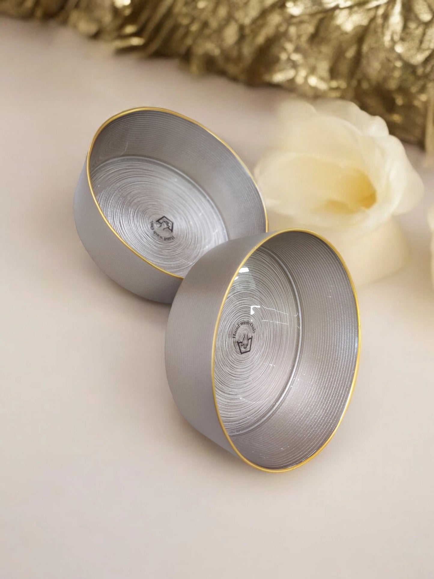 Serving Bowl with Gold-Rimmed Set of 2