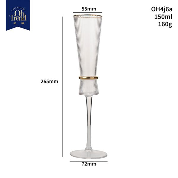 Decorative champagne glasses with fine vertical detailing
