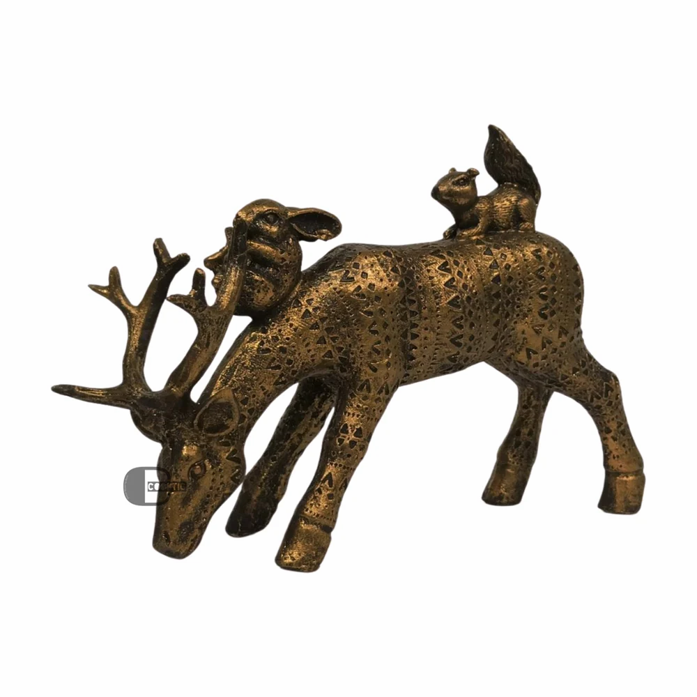 Elegant golden deer sculpture with antique styling for a timeless display