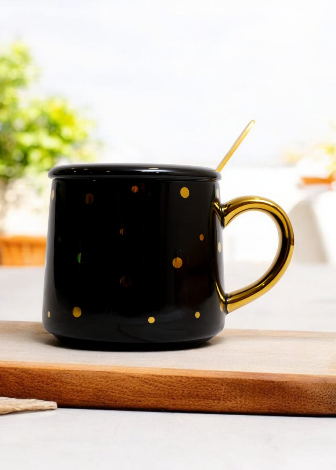 Dot Ceramic Mug With Lid