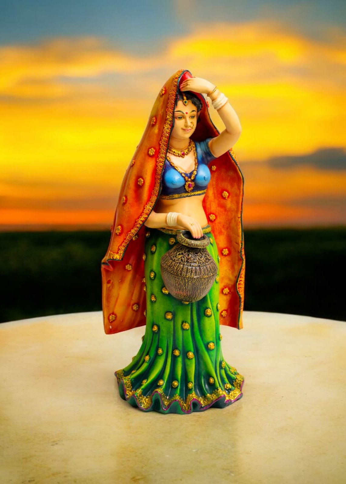 Traditional Rajasthani Woman Showpiece – Handcrafted Decor