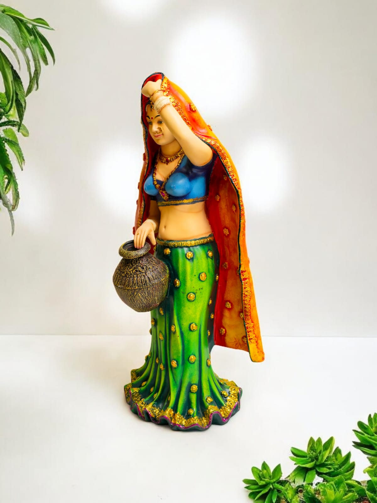 Traditional Rajasthani Woman Showpiece – Handcrafted Decor