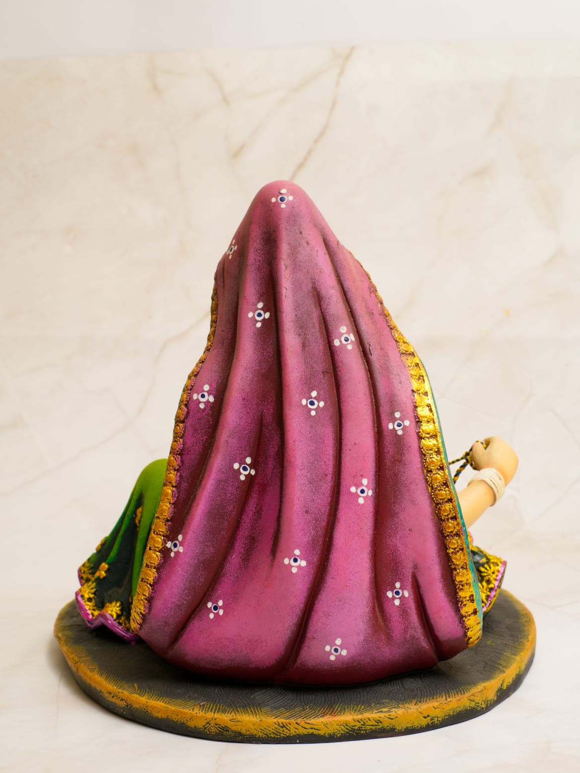 Traditional Rajasthani Woman Making Buttermilk Showpiece – Handcrafted Decor