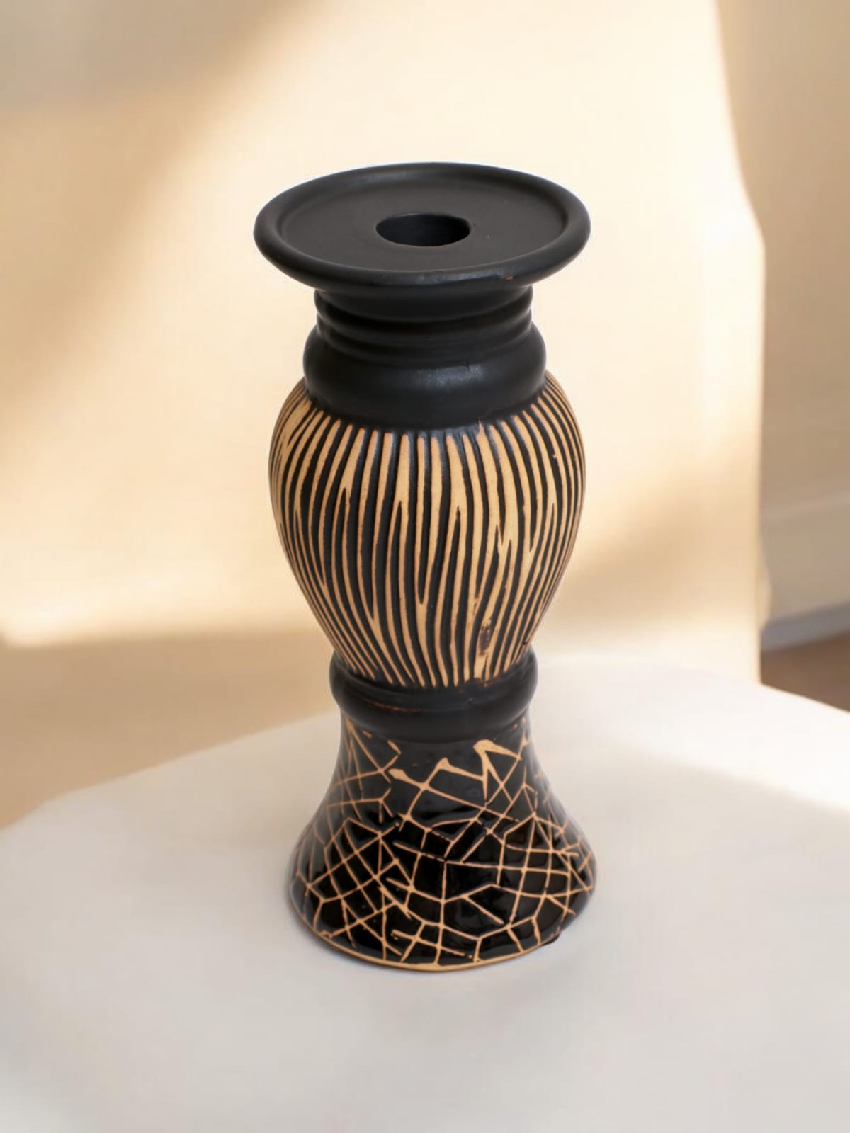 Rustic Black Candle Holder