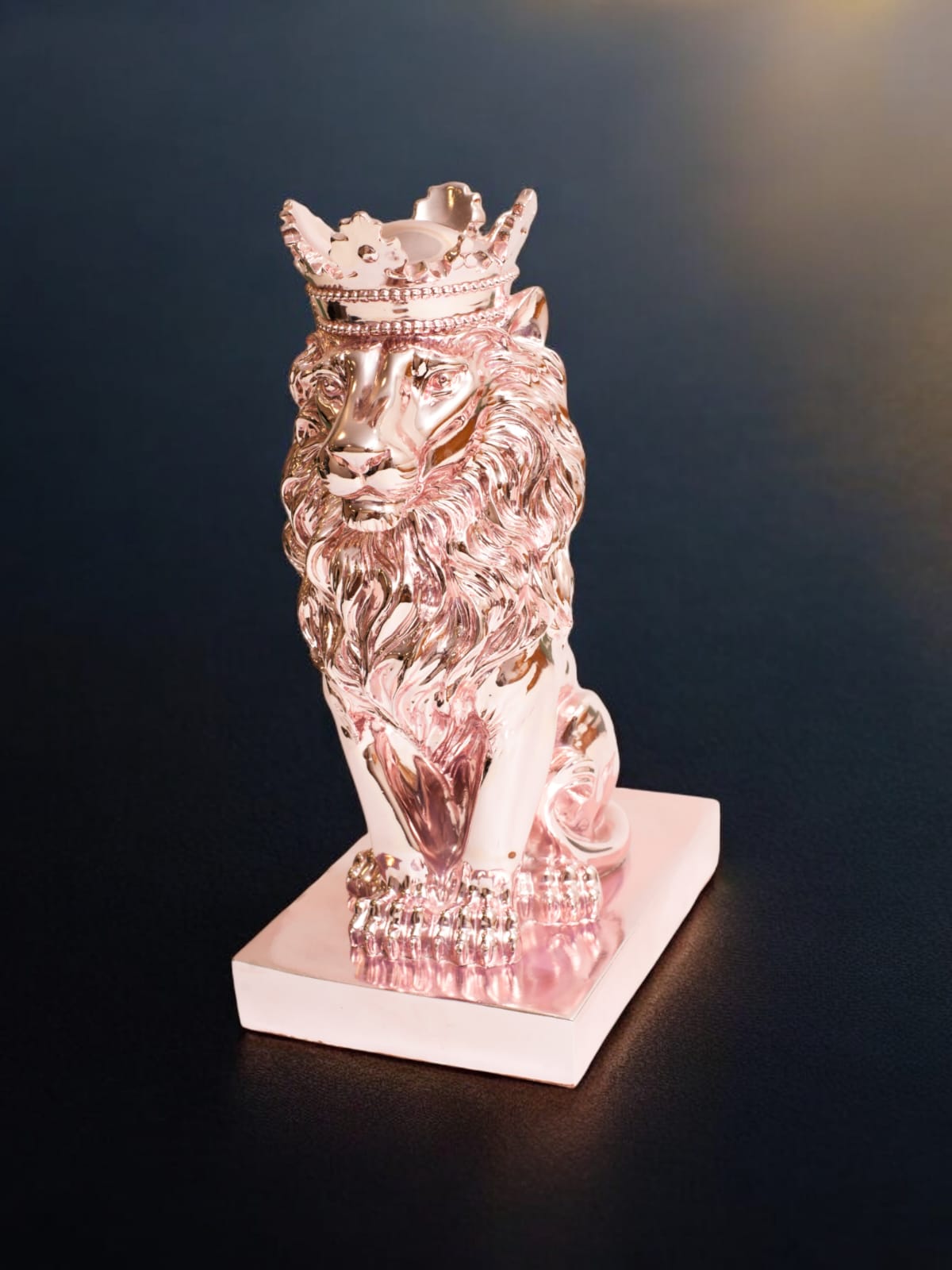 Majestic Rose Gold Lion Showpiece