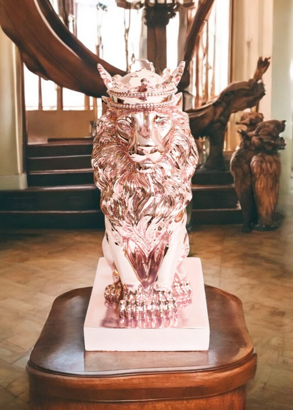 Majestic Rose Gold Lion Showpiece