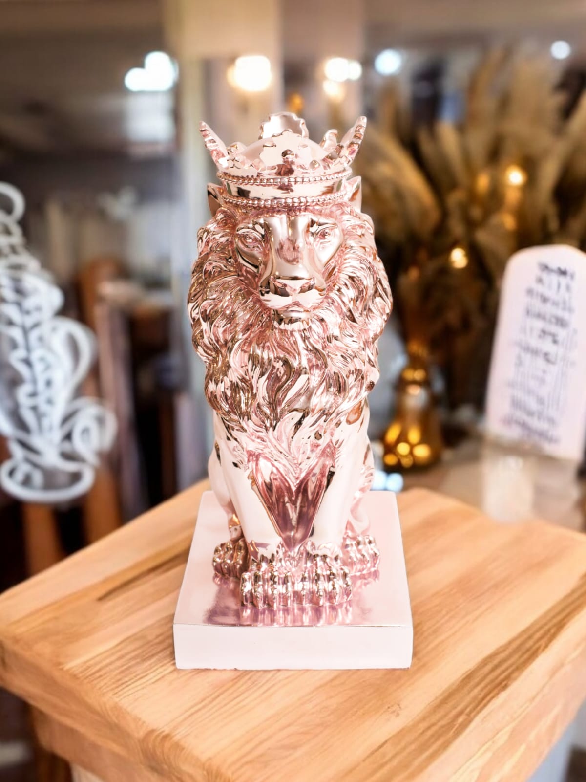 Majestic Rose Gold Lion Showpiece