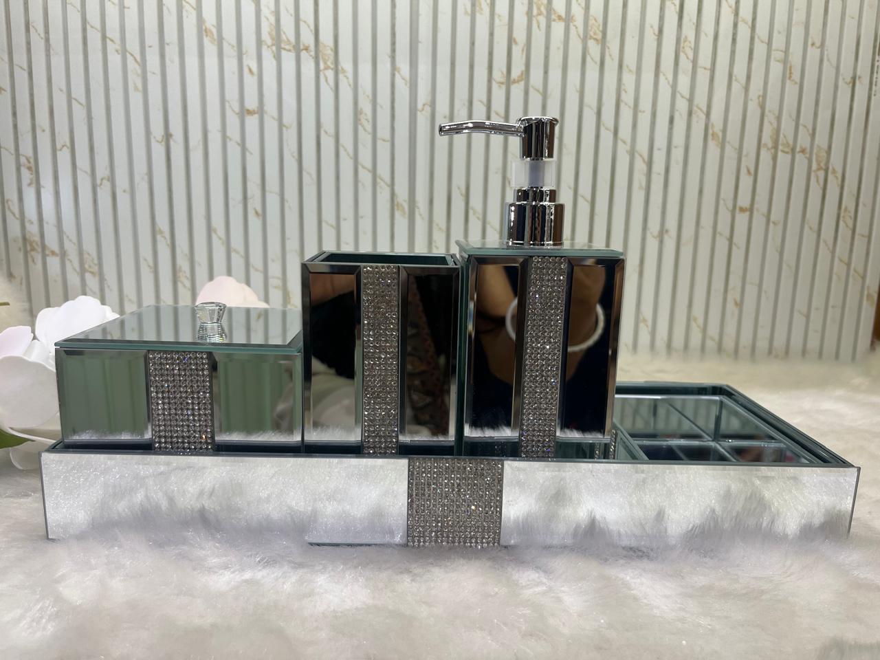 5-Piece luxury Bath Set with Crystal Accent