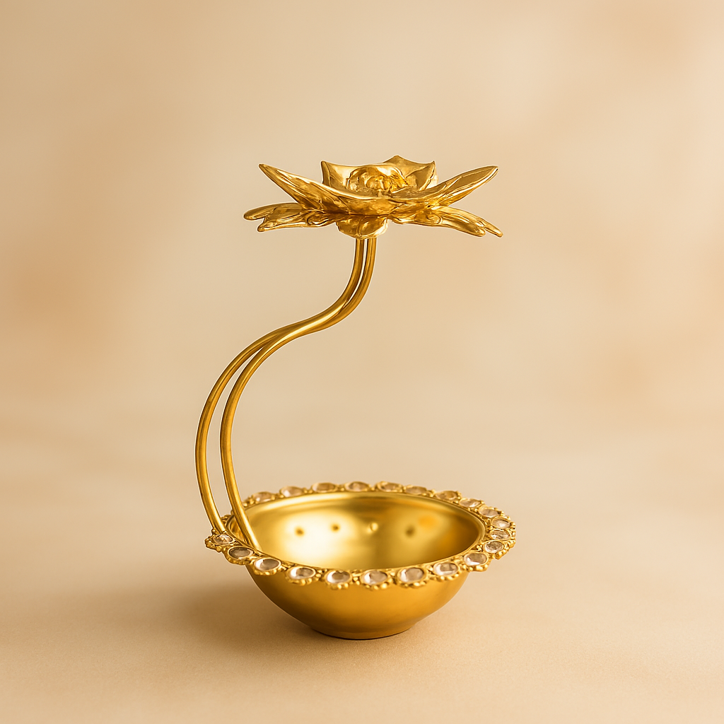 Golden Lotus Candle Holder