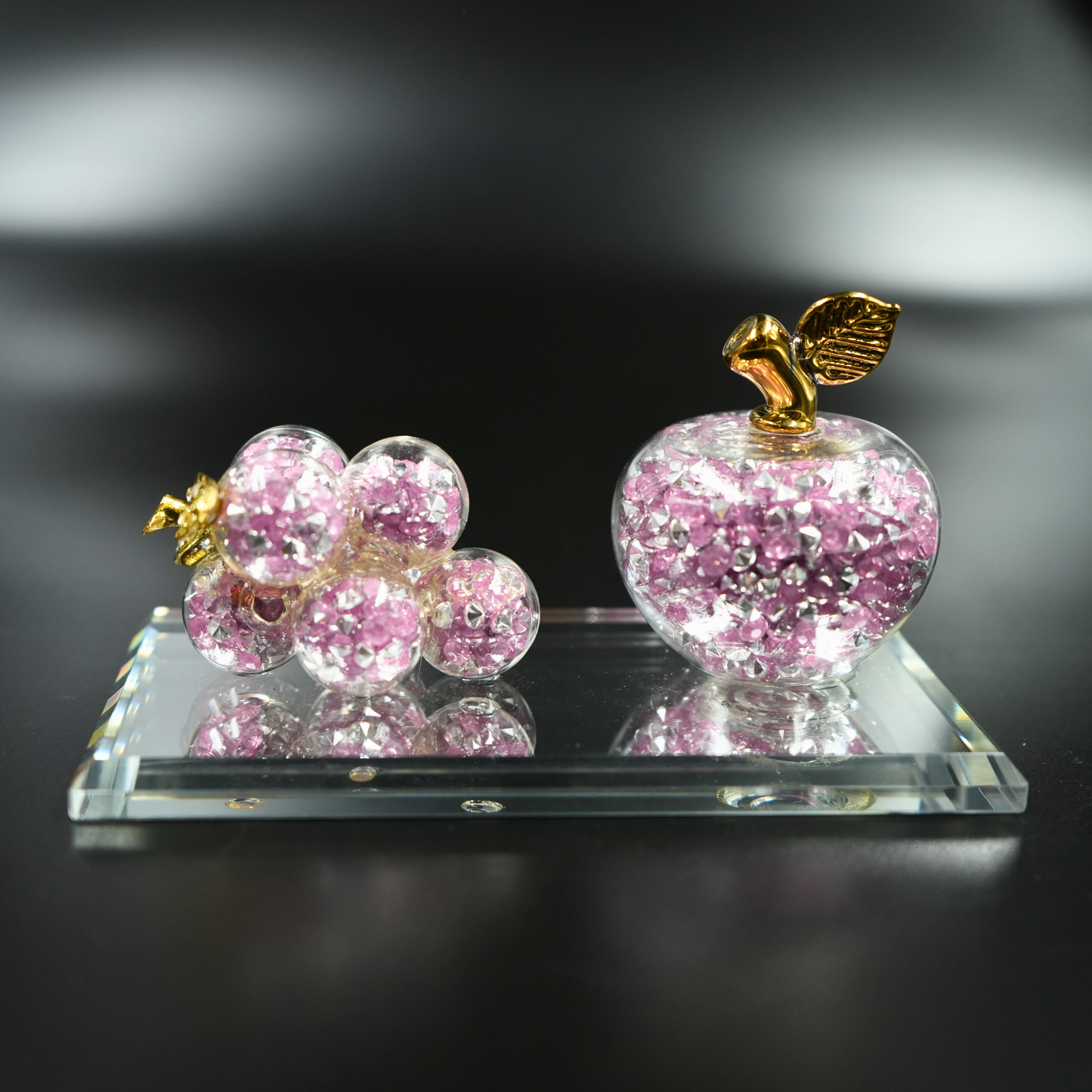 Crystal Apple & Grapes Showpiece