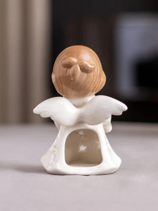 White & Brown Textured Ceramic Showpiece