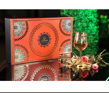 Azade Gold 450ml Wine Glasses With Embossed Gold Set of 6