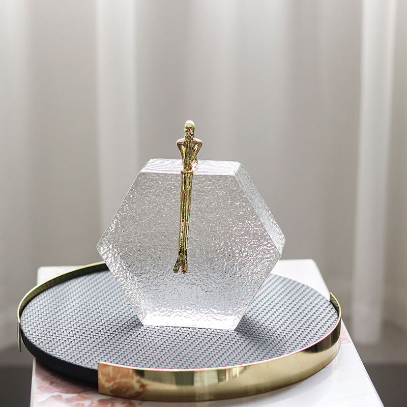 Hexagonal Thinker Crystal and Metal Office Ornaments