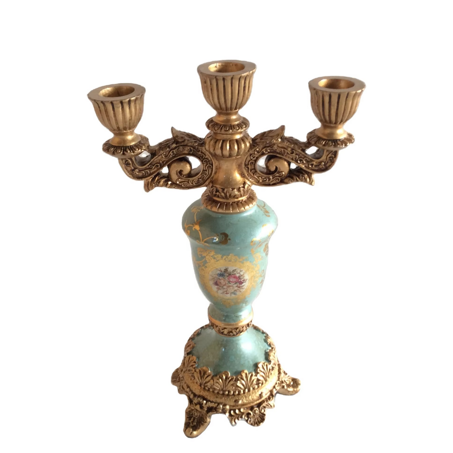 Regalia Gold and Sky Blue Candle Stand