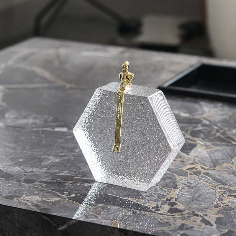 Hexagonal Thinker Crystal and Metal Office Ornaments