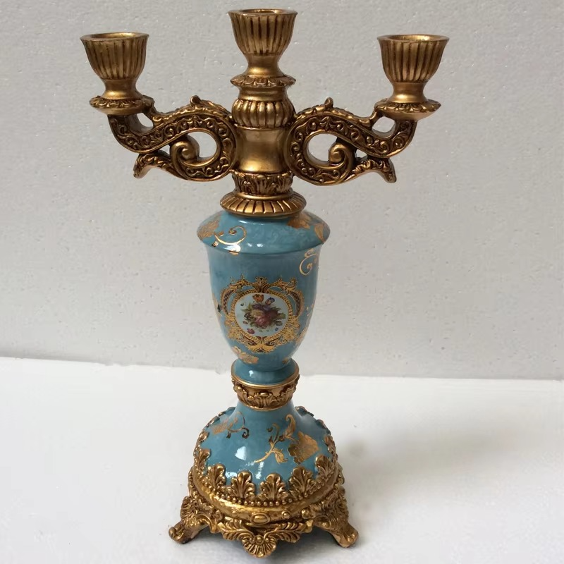 Regalia Gold and Sky Blue Candle Stand