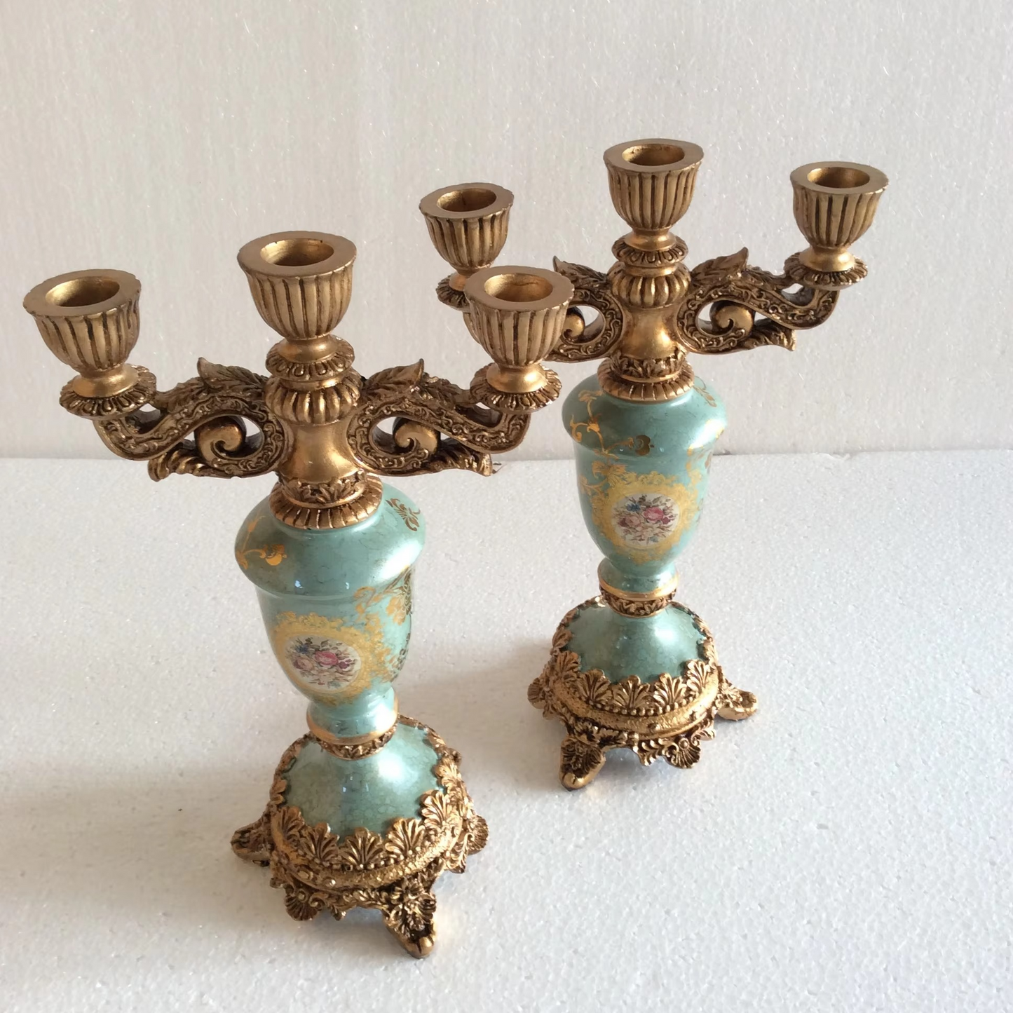 Regalia Gold and Sky Blue Candle Stand