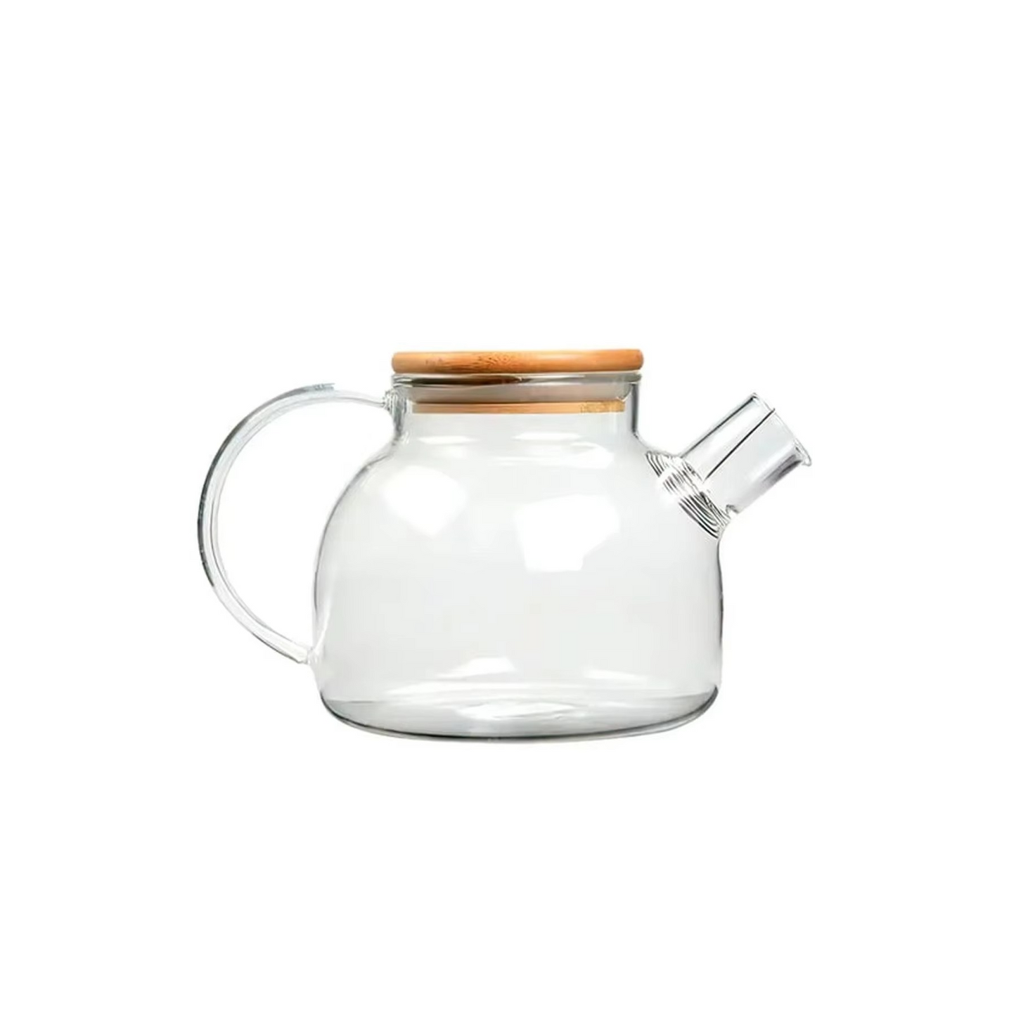 Glass Tea Kettle Set with Wooden Lid and 6 Tea Cups