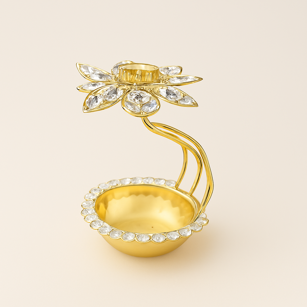 Golden Lotus Candle Holder