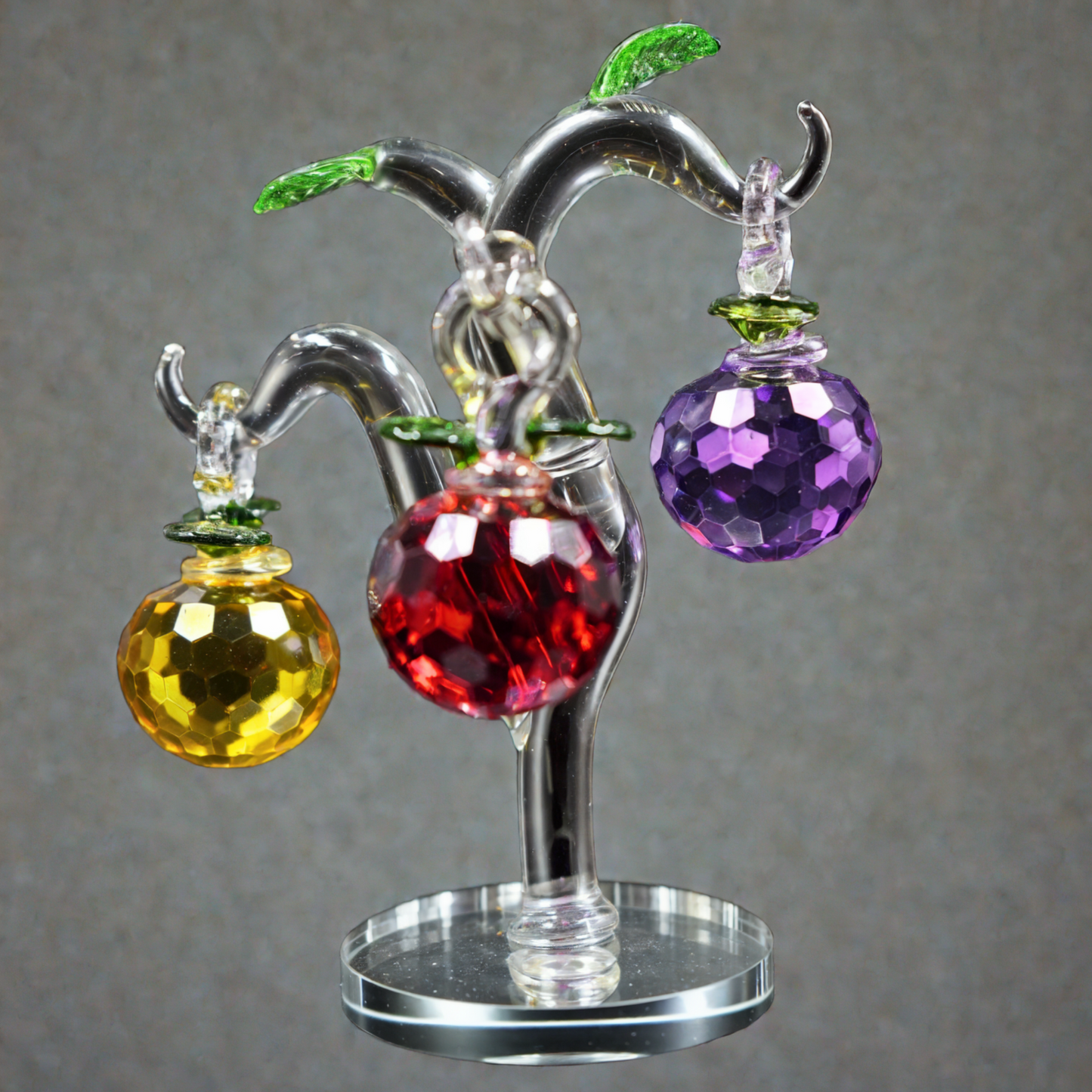 Crystal Glass Tree with Hanging Faceted Orbs