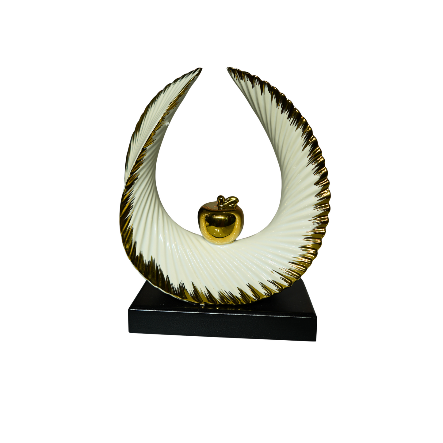 Modern Abstract Decorative Sculpture with Golden Apple Accent