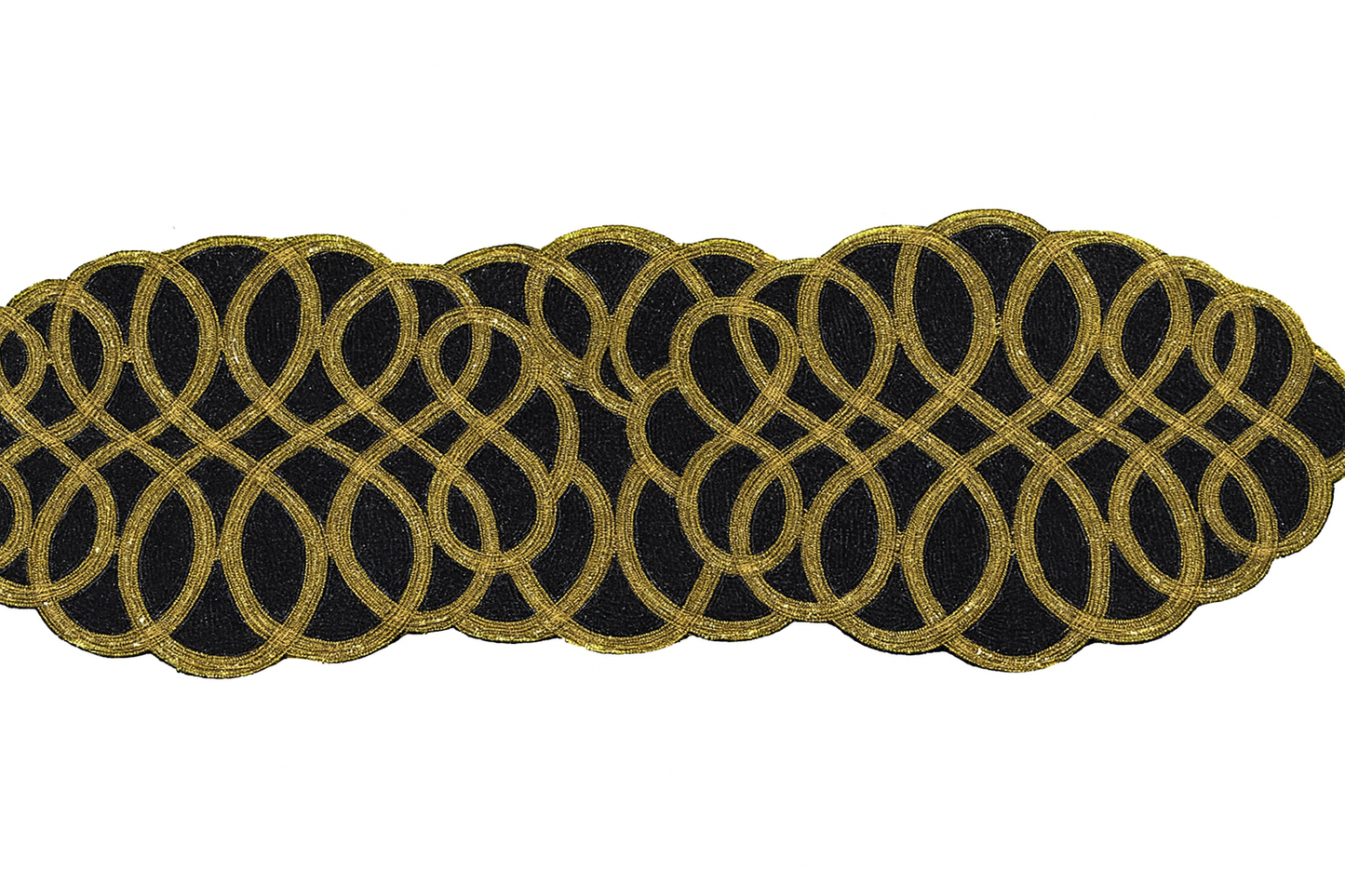 Gold Floral Hand-Beaded Table Runner – Luxury Dining Table Decor