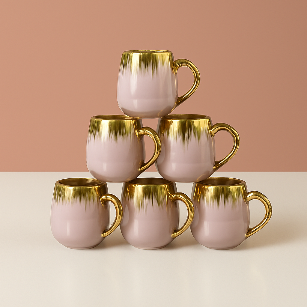 Classic Black Ceramic Coffee Mugs – Set of 6