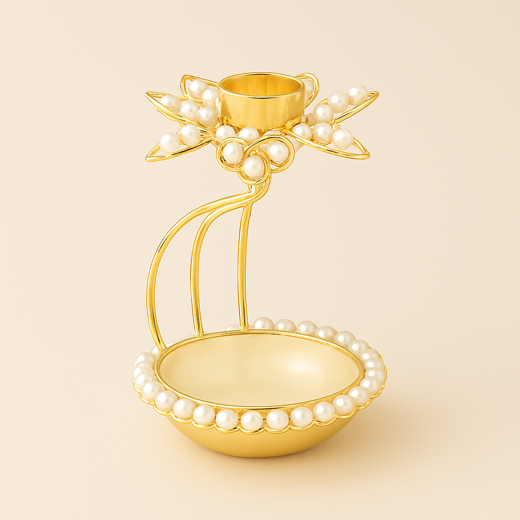 Golden Lotus Candle Holder