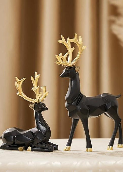 Set of 2 – Black lucky Deer handicraft Showpiece