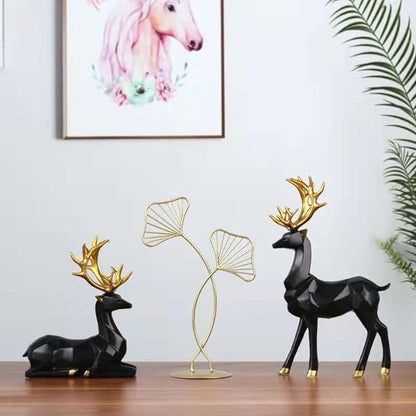 Set of 2 – Black lucky Deer handicraft Showpiece