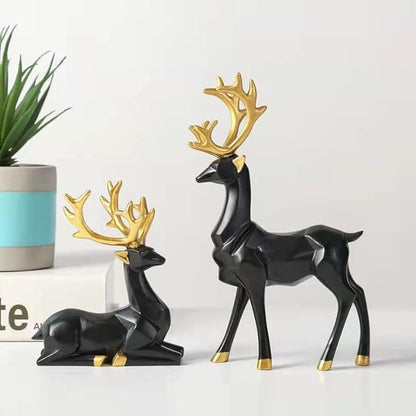 Set of 2 – Black lucky Deer handicraft Showpiece