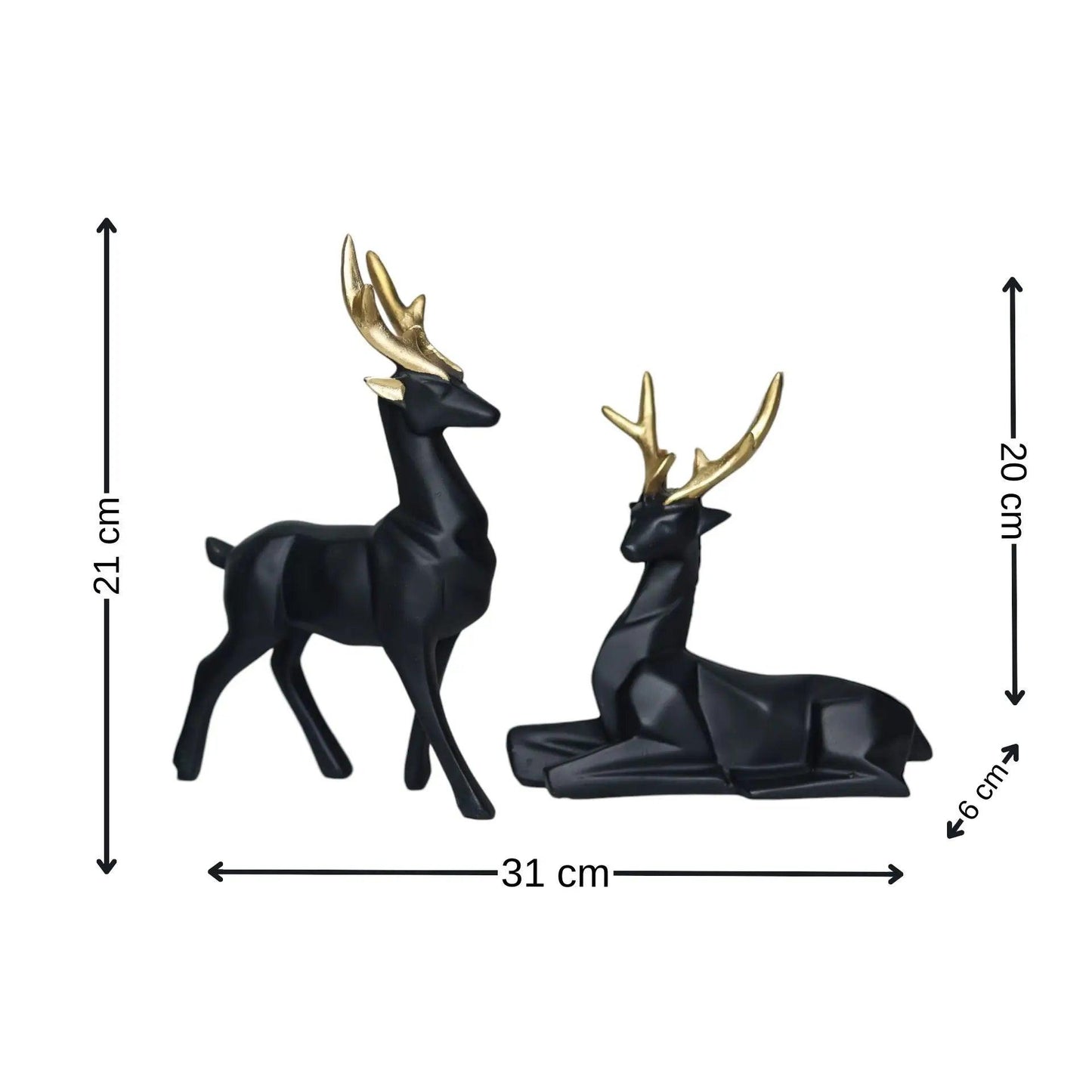 Set of 2 – Black lucky Deer handicraft Showpiece