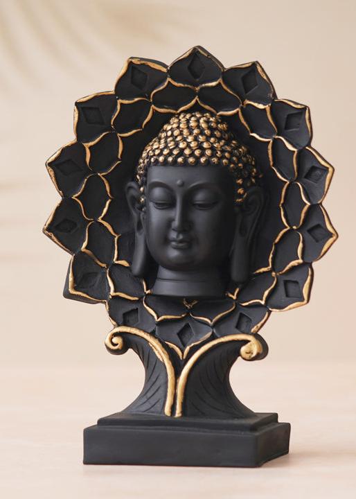 Flower Buddha Head Statue Calm Sun Face