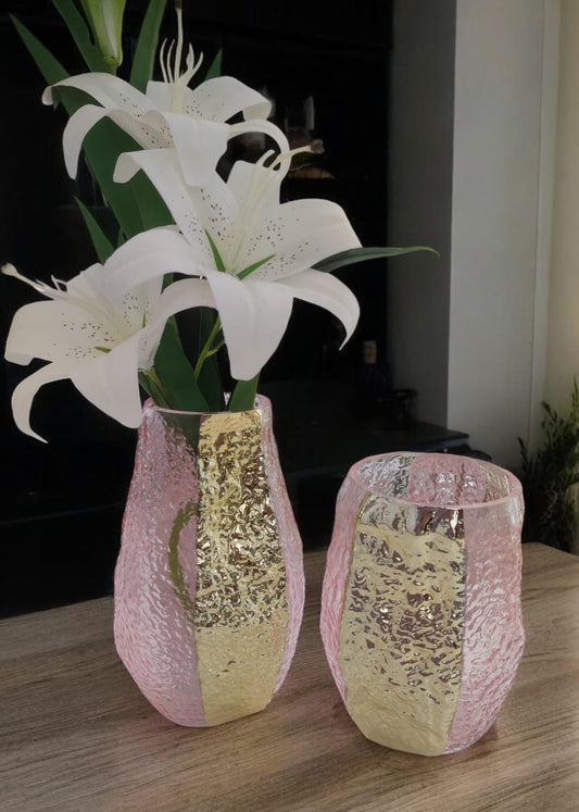 🎁 TRANSPARENT PINK GLASS VASE (Discount)