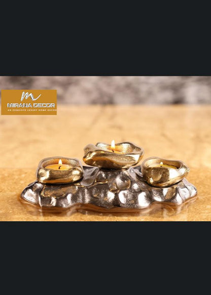 Table Top Aluminium Gold Candle Holder