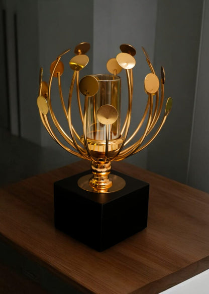 Gold Frame Glass Candle Holder