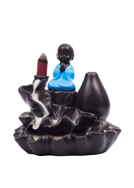 🎁 Meditating Monk Buddha Statue Smoke with 10 Back Flow Incense Cones (Discount)