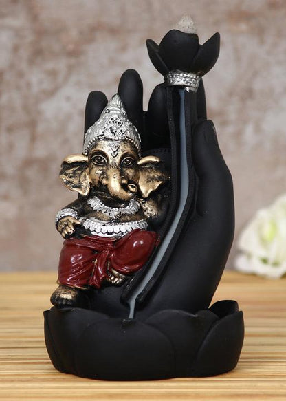 Lord Ganesha Idol Smoke Backflow Cone Incense Holder with 10 Back Flow Incense Cones